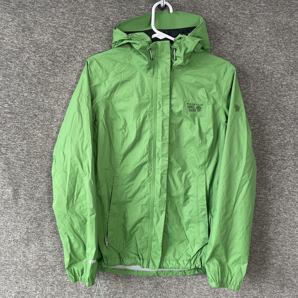 Mountain Hardwear Jacket Womens Medium Green Dry.Q Hooded Waterproof Windbreaker